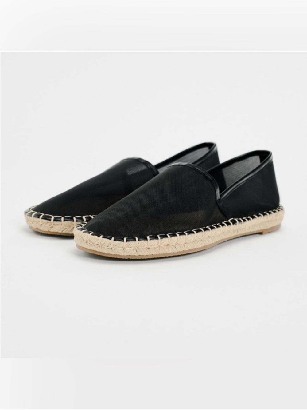 Zara Black Mesh Espadrille Slip-On Loafers